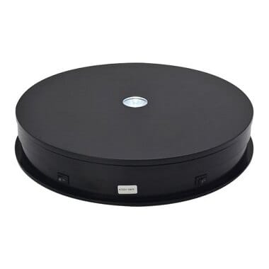 Elektrinis 360° besisukantis stovas su LED pašvietimu, apvalus 30cm, juodas
