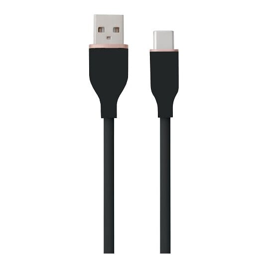 Silikoninis kabelis USB Type-A - Type-C (juodas, 1m)