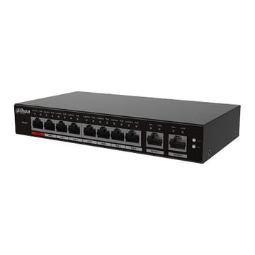 PoE šakotuvas valdomas100Mbps 8portų+2G uplink, Hi-PoE