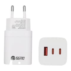 USB-C įkroviklis nešiojamam kompiuteriui ir telefonui GaN 2x USB Type-C, USB Type-A, 65 W, PPS