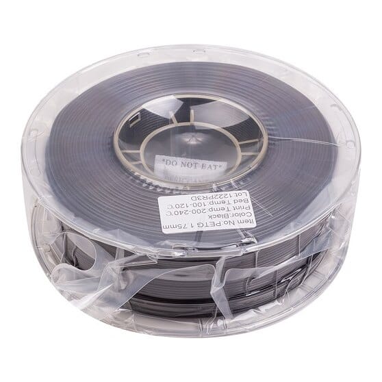 3D spausdinimo plastikas PETG, 1,75 mm, 1kg, juodas