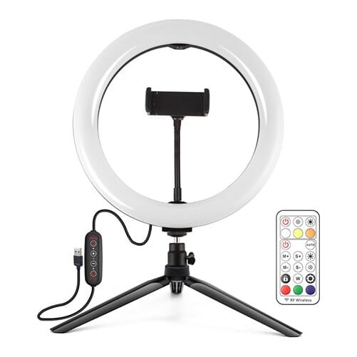 LED žiedine lempa 26cm, su trikoju stovu 8.3cm, USB