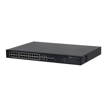 PoE šakotuvas valdomas 100Mbps 24portų+2G uplink + 2SFP, Hi-PoE