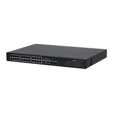 PoE šakotuvas valdomas 100Mbps 24portų+2G uplink + 2SFP, Hi-PoE