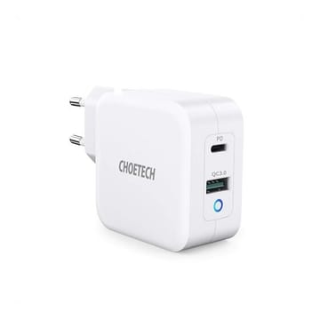 USB-C įkroviklis nešiojamam kompiuteriui ir telefonui CHOETECH GaN USB Type-C, Type-A, 65 W, PD, QC