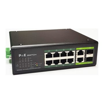 PoE šakotuvas 8x100Mbps PoE + 2x Gigabit UPLINK, SFP, 120 W Industrial