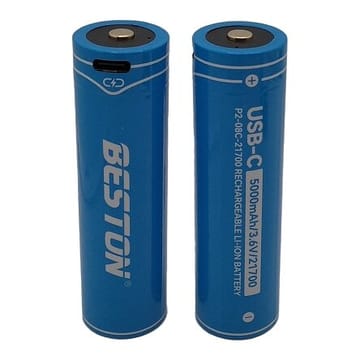 Baterija 21700 įkraunama su USB-C lizdu, 3,6 V, 5000 mAh, Li-Ion, 2vnt.
