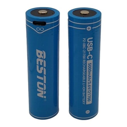 Baterija 21700 įkraunama su USB-C lizdu, 3,6 V, 5000 mAh, Li-Ion, 2vnt.