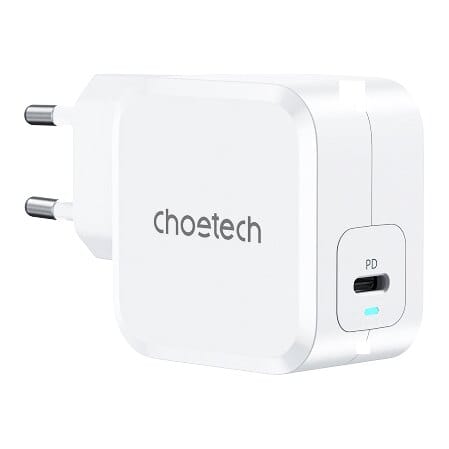 USB-C įkroviklis nešiojamam kompiuteriui ir telefonui CHOETECH GaN USB Type-C, 45 W, PD, QC, PPS