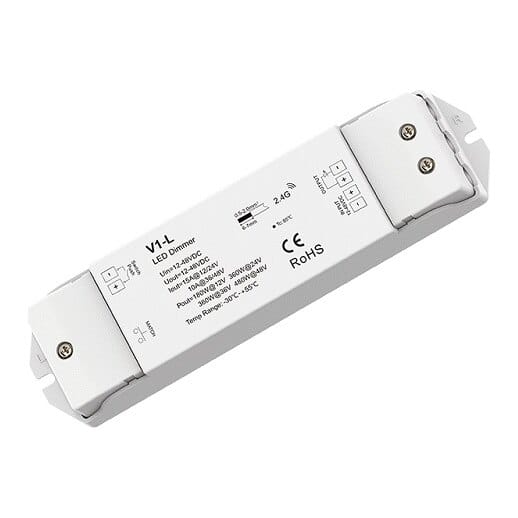 V1-L nuolatinės įtampos valdiklis 12–48 V, 1x15 A, Push-Dimm