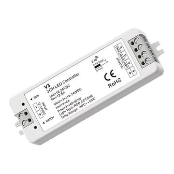 V3 nuolatinės įtampos RGB valdiklis, 12–24 V, 3x 4 A